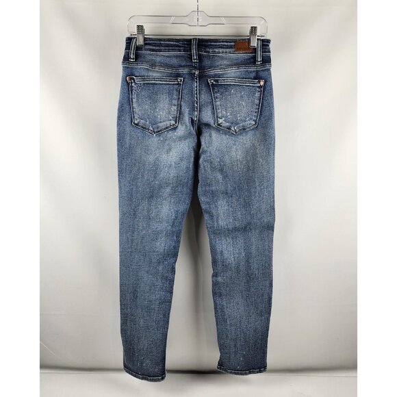 Judy Blue Jeans Womens 7/28 Blue Distressed Boyfriend Fit Button Fly JB2169LT - Picture 10 of 13